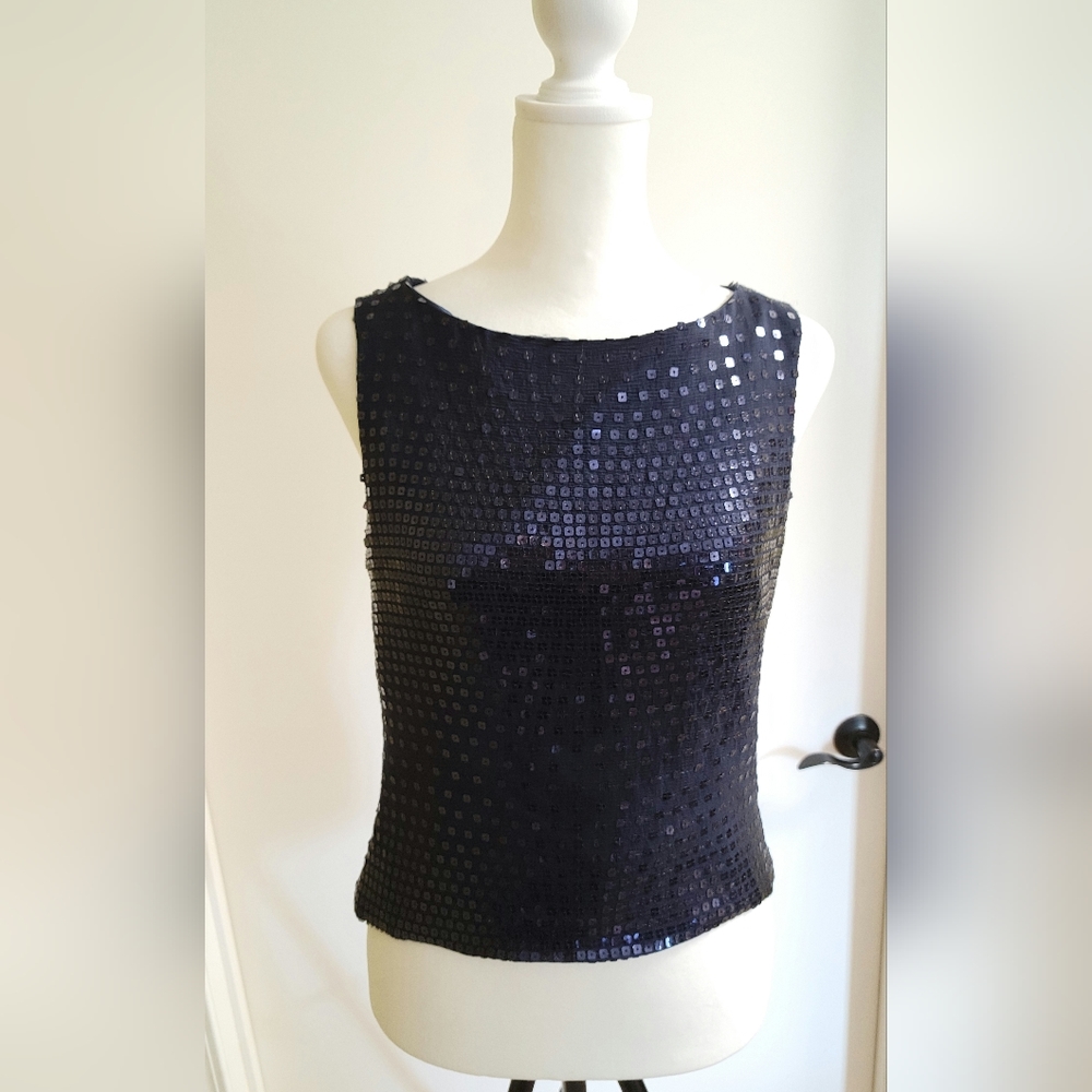 Christina Perrin || Navy Blue || Sequined Top